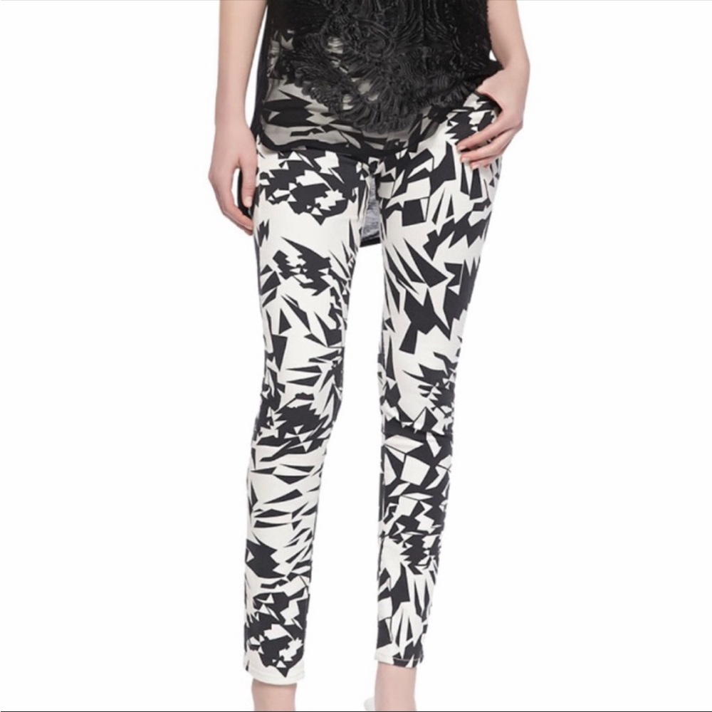 IRO Jeans Black and White Geometric Print Skinny Jeans